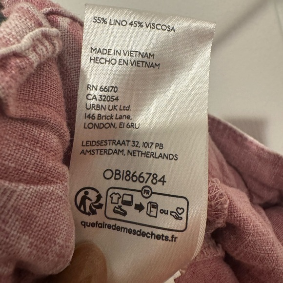 Free People Rose Mauve Distressed Casual Linen Pants Size M - Picture 4 of 14